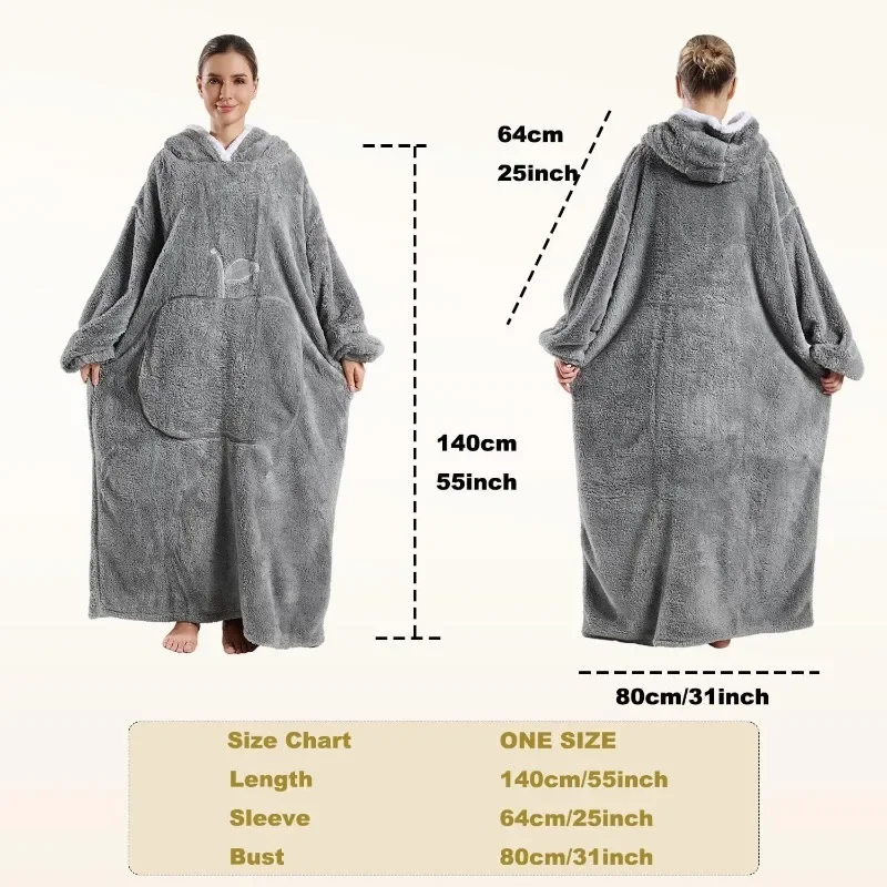 

НОВЫЕ удлиненные носимые одеяла, зимнее фланелевое одеяло с капюшоном и длинными рукавами для мужчин и женщин, уютное мягкое одеяло для телевизора для взрослых