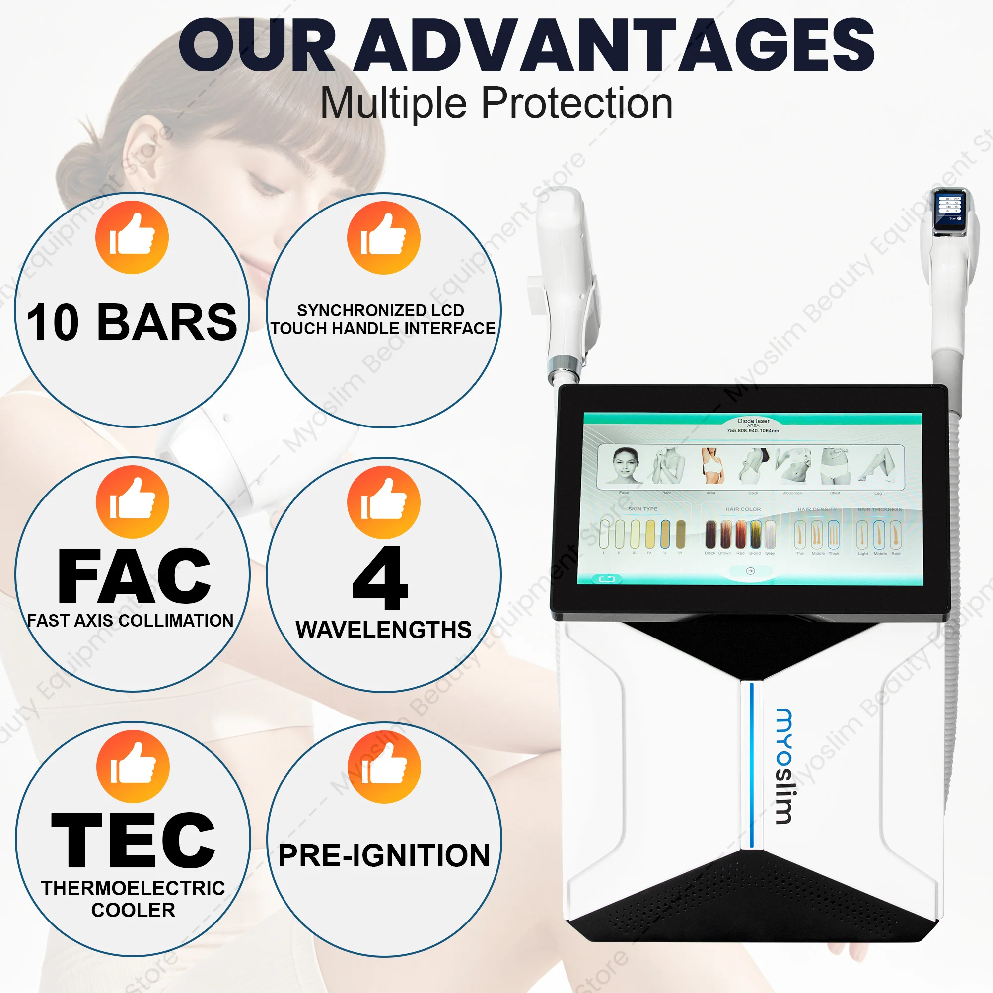 2In1 808nm Diode Laser Hair Removal Machine PicoSecond Laser Q Switch ND YAG Machine FAC Fast Axis Collimation Permanent Hair