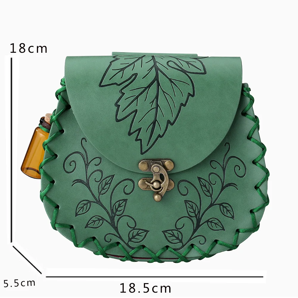 Medieval Maple Leaf Cosplay Prop Hand Woven Edge Waist Bag Halloween Fantasy Vintage Waist Pouch Accessories Adult Gift