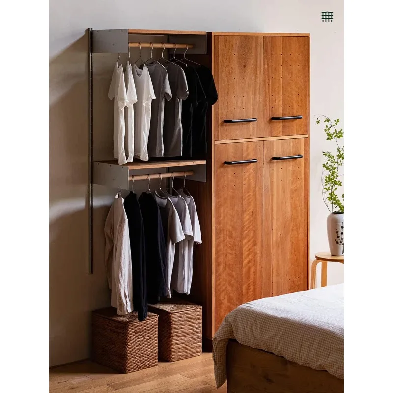All Aluminum Frame Wall Hanging Module System Metal Solid Wood Laminate Rack Open Storage Shelf for Home Organization Display
