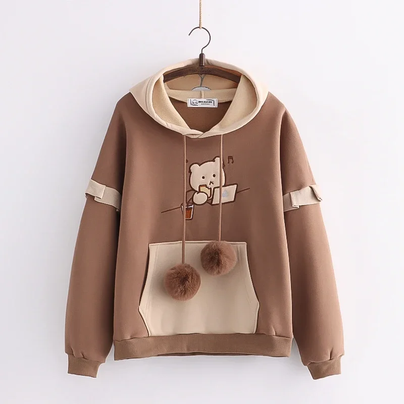 LISM y2k hoodies sweatshirt 2025 Korean Kawaii Cotton Fleece Hoodie Coat Long Sleeve Oversized  Kpop Y2K Girls Winter Clothes