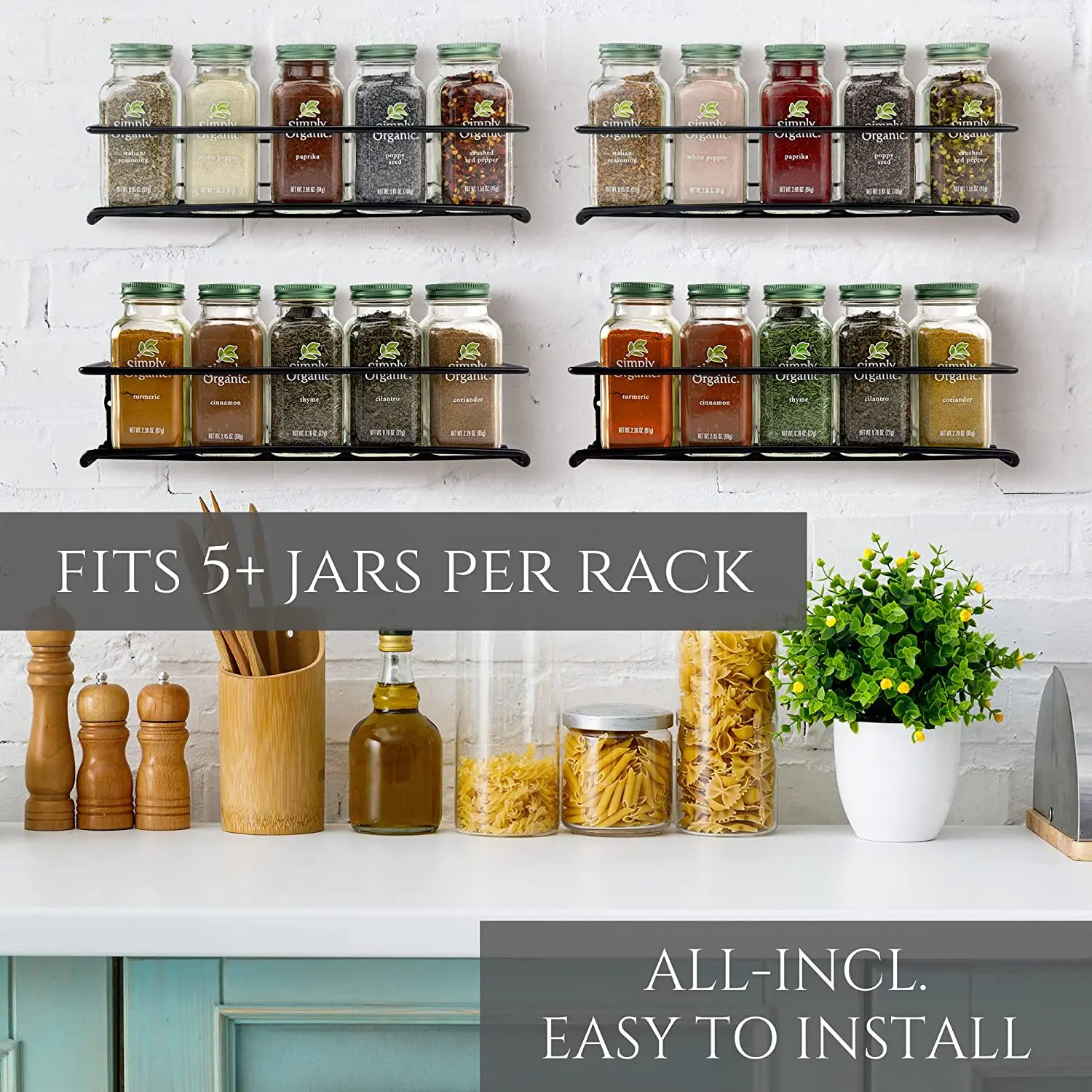 2/4Pcs Spice Organizer Rack Wall Mount Spice Jars Set Rack Hanging Shelf Door Seasoning Bottle Holder Kitchen Spice Jar Storage