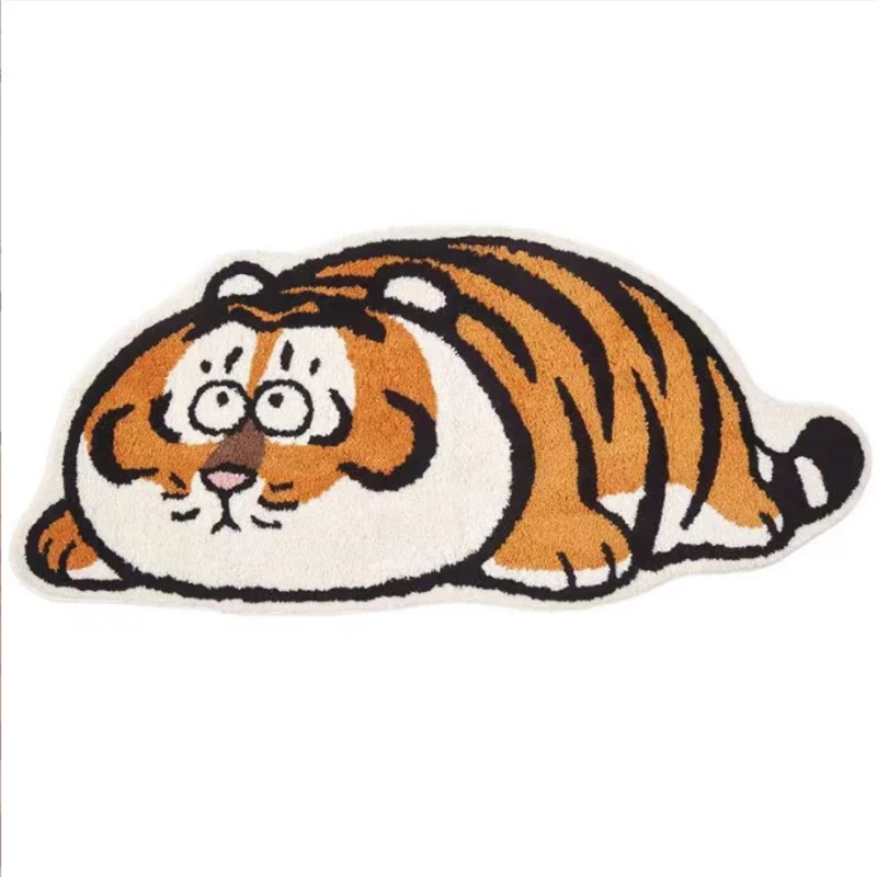 40x60cm Cartoon Imitation Cashmere Fat Tiger Carpet - Irregular Thickened Cooling Floor Mat for Bedroom Living Room