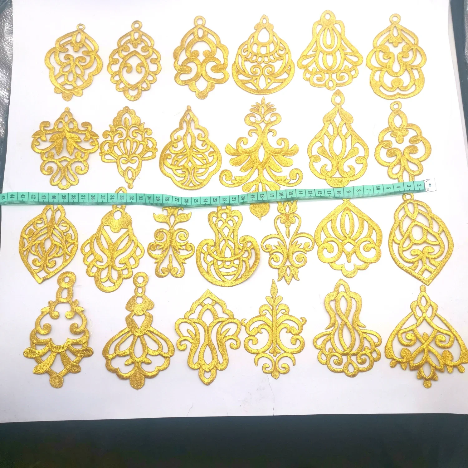 5 Pieces Gold Embroidered Patches Iron On Flower Appliqued Cosplay Costumes Lotus Flower Trims Crown Appliques