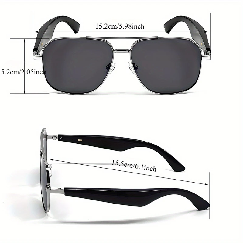AI Translation Glasses, wireless smart glasses, support for over 100 languages, blue light-blocking lenses, built-in microphone/speaker, open-ear music and high-definition calls, photo capture control, USB magnetic charging, 360 °   spatial surround sound