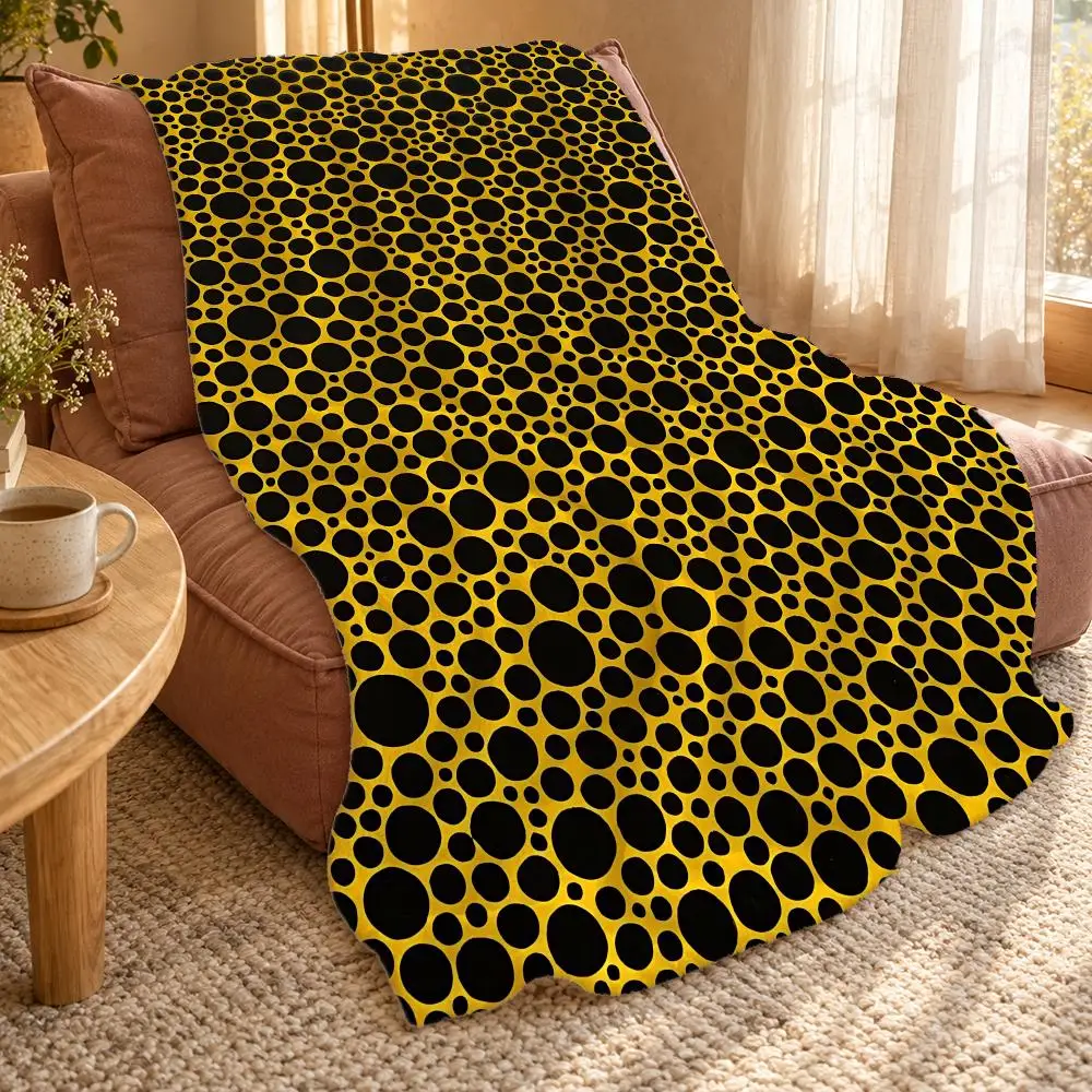 Yayoi Kusama Minimalism Throw Double Sided Flannel Throw Blanket Soft Travel Camping Sofa Bed Home