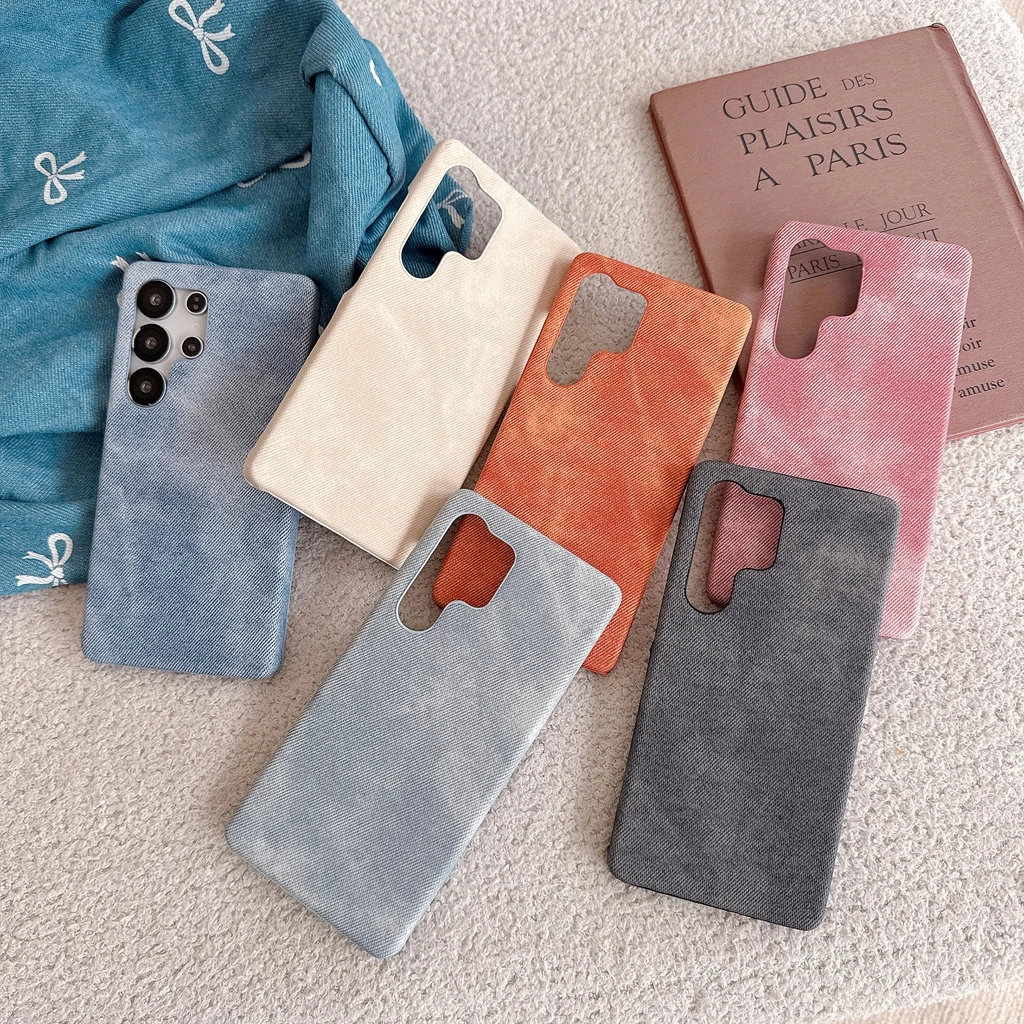Fashion Sweet Simple Retro Denim Texture Render Shockproof Protective Phone Cover Case for Samsung Galaxy S22 S23 S24 S25 Ultra