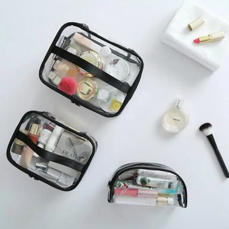 Waterproof Transparent PVC Bath Cosmetic Bag Women Make Up Case Travel Zipper Makeup Beauty Wash Organizer Toiletry Storage Kit