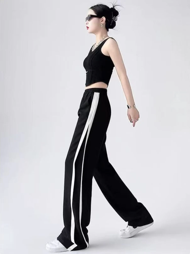 

Офисные женские брюки из ледяного шелка с высокой талией, эластичные уличные брюки в стиле хиппи Y2k, новые классические осенние корейские модные женские брюки Xxl