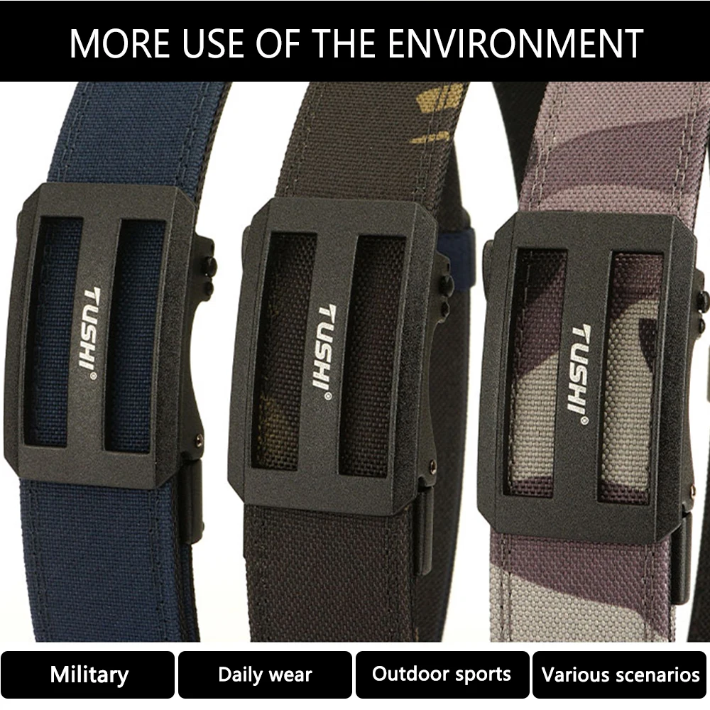 TUSHI-Cinto Militar Masculino, Cinto Tático Resistente Cinto Pistola de Nylon Fivela Automática de Metal, Cinto de Serviço Exterior, Acessórios IPSC, Novo