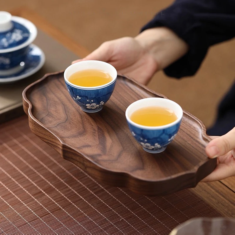 

Serving Wooden Tea Tray Luxury Table Office Valet Ceremony Chinese Irregular Tea Tray Living Room Bandejas Home Decorationgs