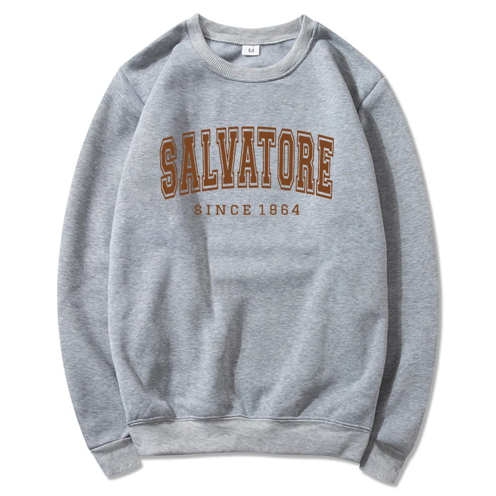 Salvatore Since1864-Sweat-Shirt à Capuche Vintage à Col Ras du Cou, Vêtement à Motif de Mystic Falls, Vampire Diaries, Pull TVD Damon Stefan, GérTop