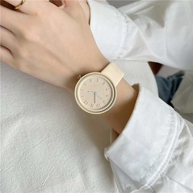 2024 New Fashion Makaron Simple Women\'s Quartz Watch Ins High Beauty Student  Man Women Style Round Leisure Vintage Wristbatch