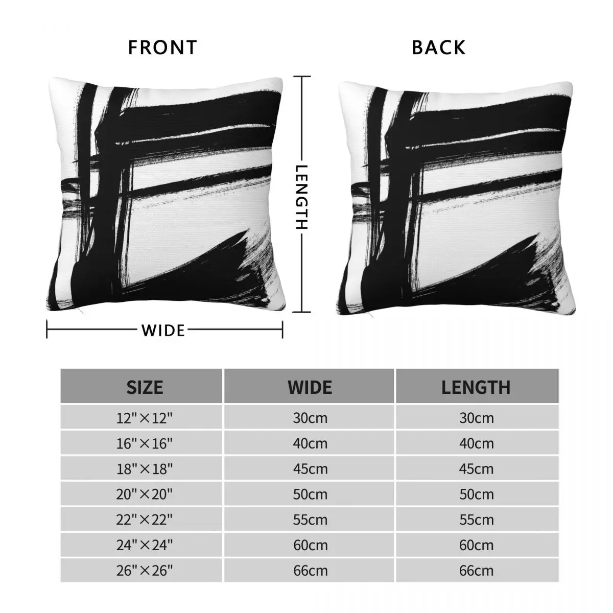 Black Brush Strokes Square Pillowcase Polyester Linen Velvet Pattern Zip Decor Throw Pillow Case Home Cushion Cover 45x45