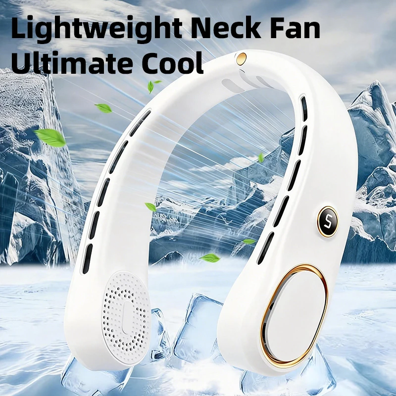 

Портативный вентилятор для шеи, безлопастной вентилятор для использования без рук, 5 скоростей, 3000 мАч, работающий от батареи, персональный носимый вентилятор, поворотный, перезаряжаемый.