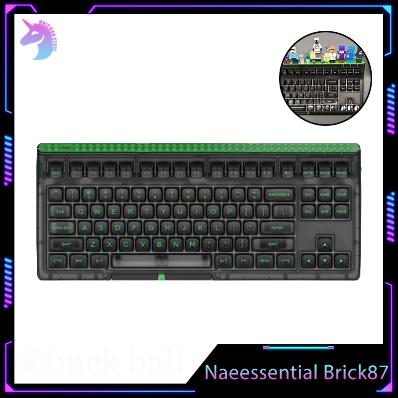 

Механическая клавиатура Naeessential Brick87, беспроводная, Bluetooth, 3 режима, Tkl, расположение, прокладка, монтаж, Штабелируемая, задняя панель, игровые клавиатуры