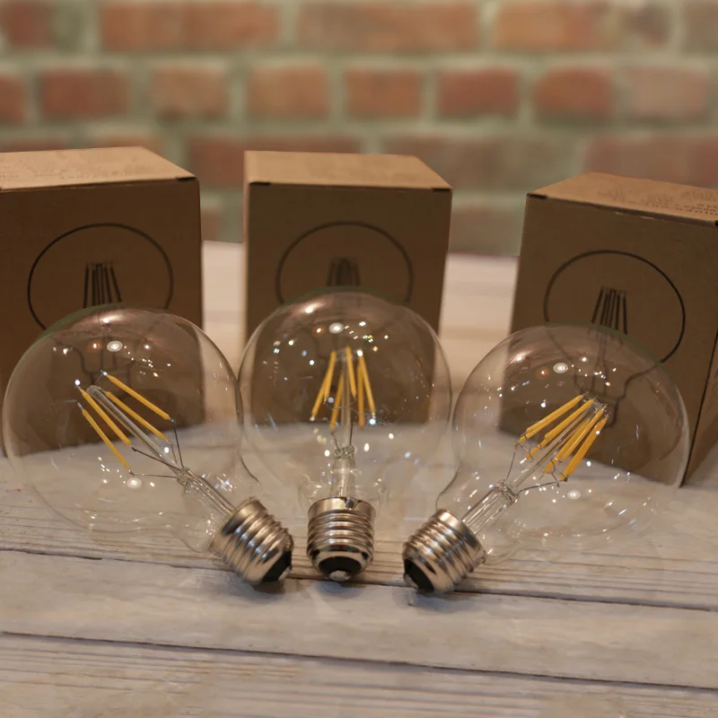 Edison Led Filament Bulb G80 G95 G125 Big Global Light Bulb 4W 6W 8W Filament Bulb E27 Glass Indoor Lamps AC220V