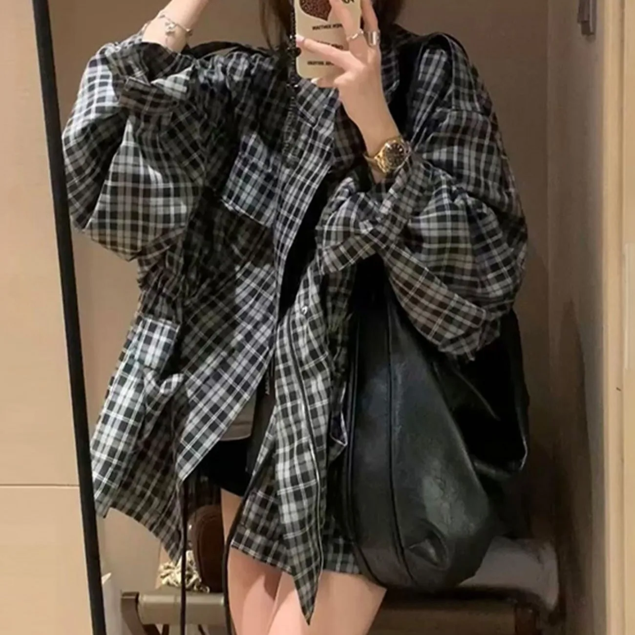 

Корейское шикарное пальто в стиле рабочей одежды для женщин, ранняя осень 2026, новинка, ретро, уникальное, с длинными рукавами, модное