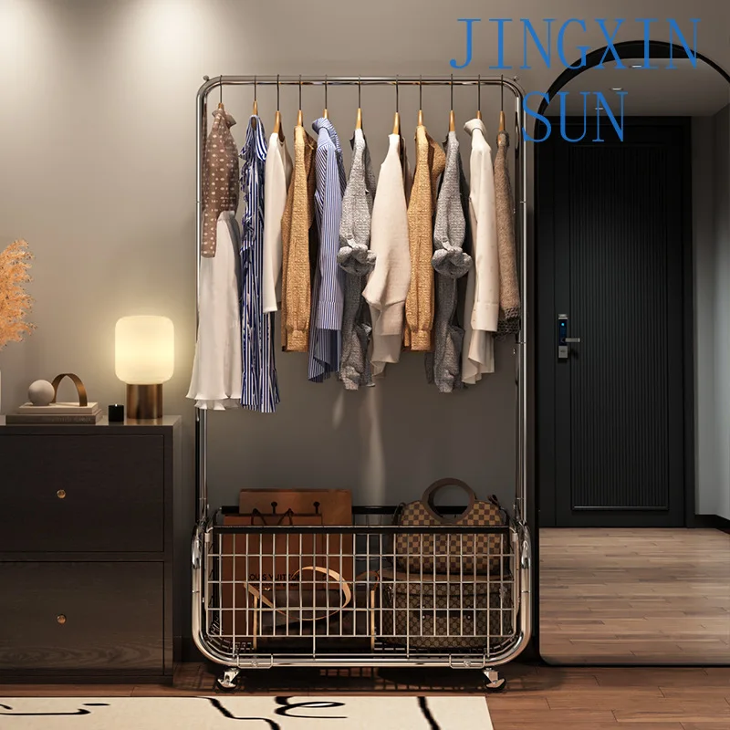 Hanger floor to ceiling bedroom drying hanger mobile light luxury corner coat rack clothes rack