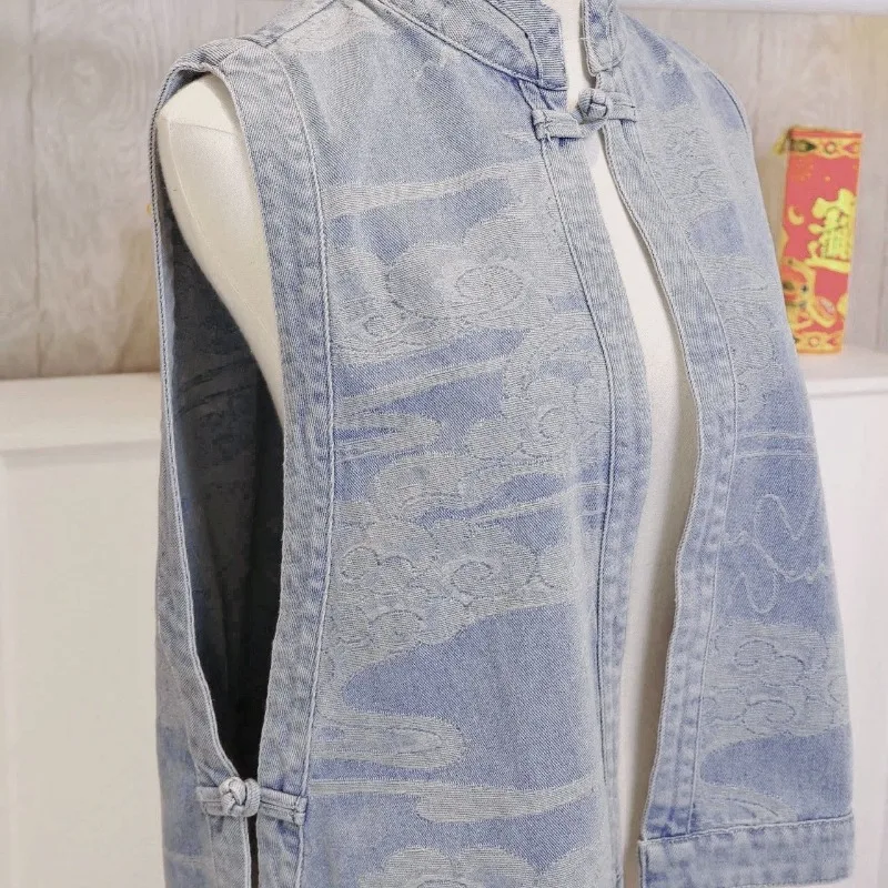 Fashion Woman Denim Vests Sleeveless Cardigan Loose Single Button Waistcoat Jacket Vintage Harajuku Coats High-end Tops New