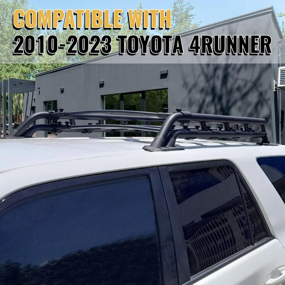 سلة حامل السقف متوافقة مع 2010-2023 Toyota 4Runner Sport Utility 4-Door، رفوف البضائع على السطح، حامل الحقائب، قضبان إضافية