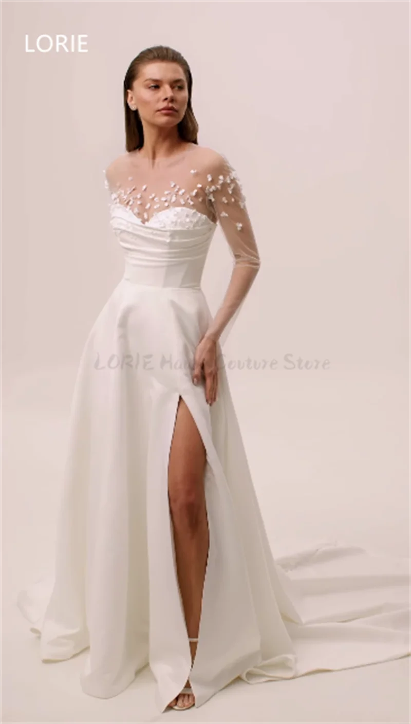 LORIE A-Linie Applikationen Side Split Brautkleid Trägerlos Sexy Brautkleider Schatz Brautkleid Maßgeschneidert 2025