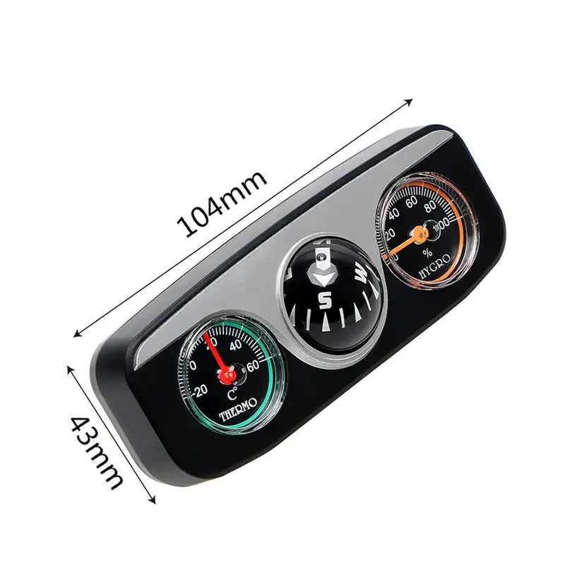 Vehicle-mounted Compass 3 In 1 Car Dashboard Navigation Direction Thermometers Hygrometer Multi-functional Travel Tool For Cars