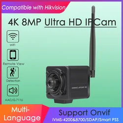 4K 8MP kablosuz WiFi Mini IP kamera için Hikvision hareket algılama ile IMX415 uyumlu ev Video gözetim Onvif kapalı