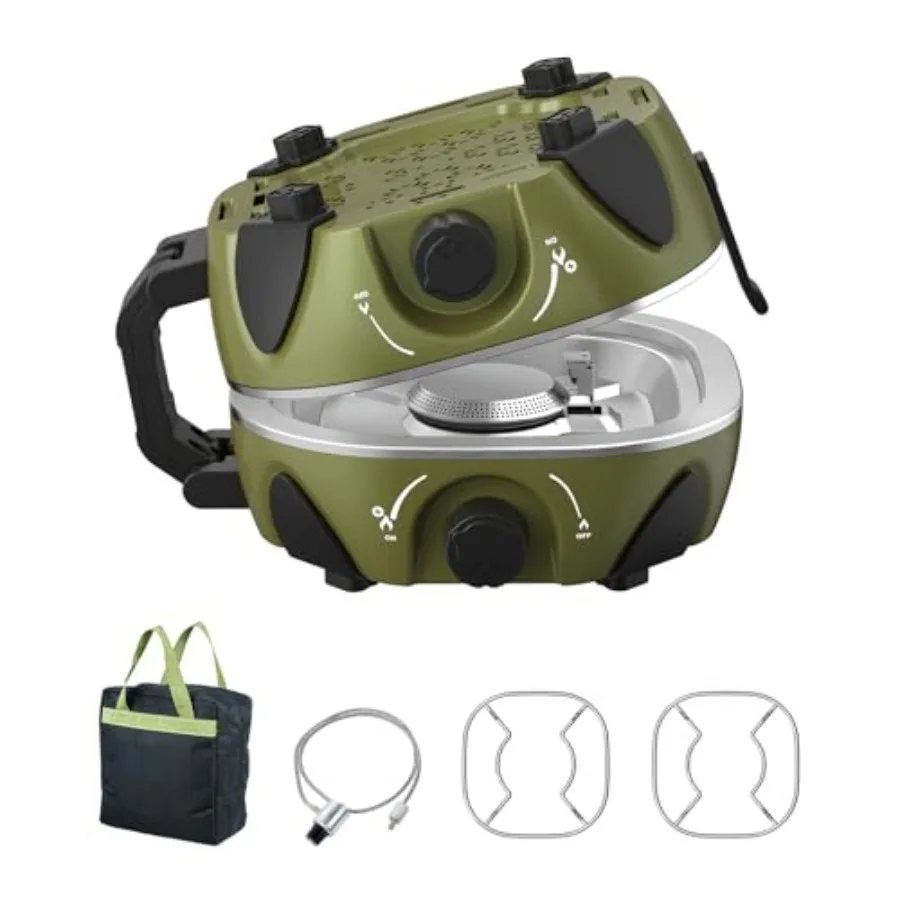 

2 Burner Camping Stove 20000 BTU Folding Propane Camp Stove with Adjustable Burners Portable Dual Gas Stoves with Carry Handle