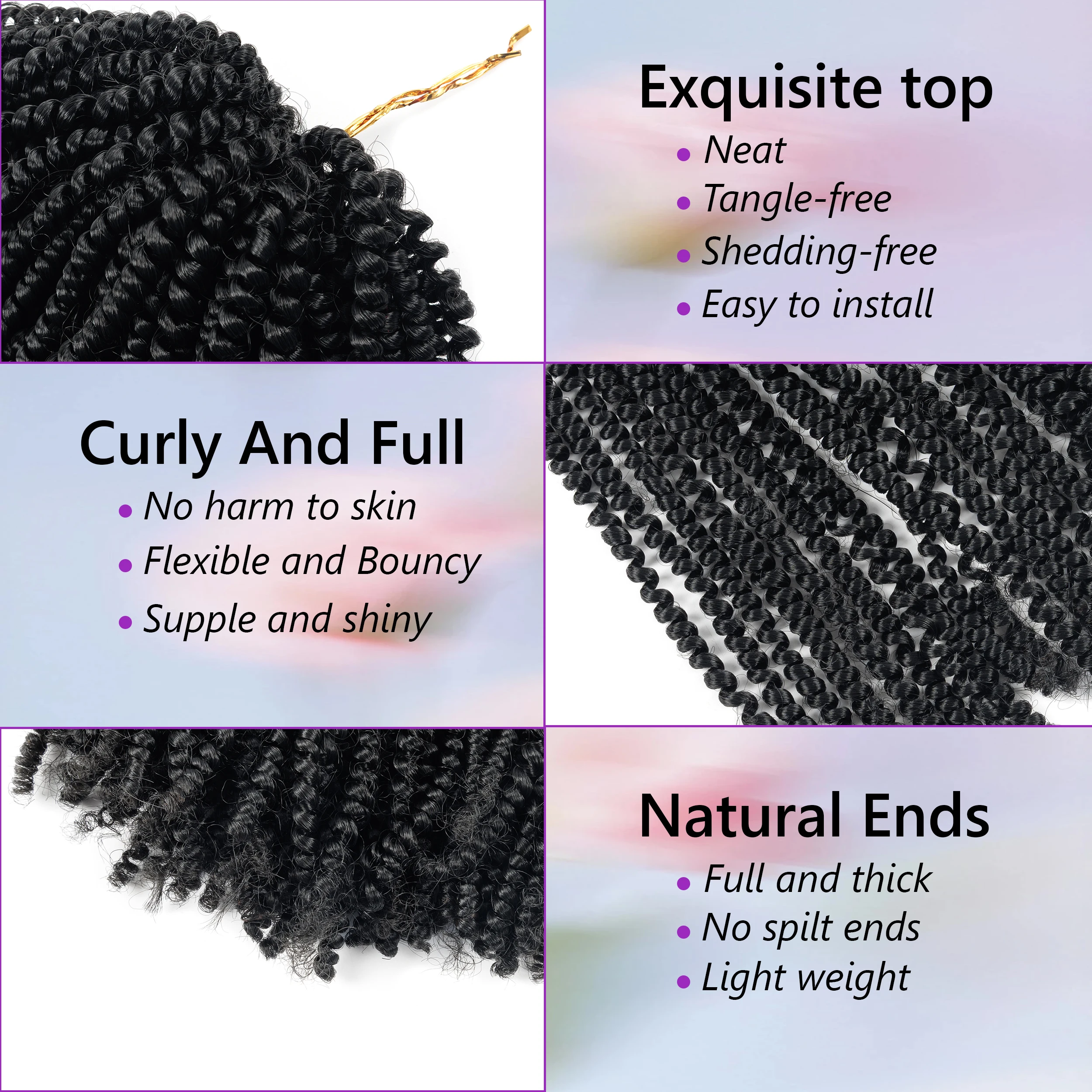 Venta al por mayor 10 "180g Premium elástico preestirado Afro Twist rizado trenzado extensiones de cabello sintético primavera Twist