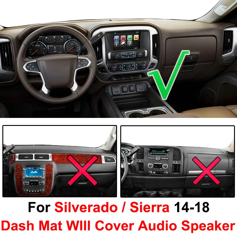 Xukey Dash Mat Dashmat Dashboard Cover Sun Shade Dash Board Carpet For Chevrolet Silverado 1500 2500 3500 Sierra 2014 - 2018