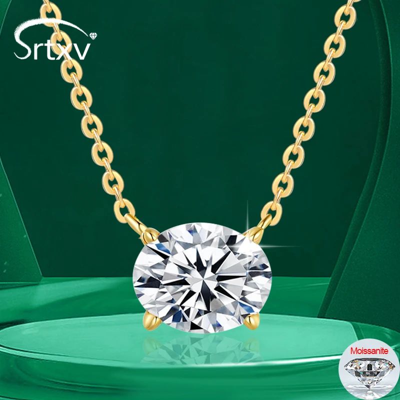 

2CT золотого цвета муассанитовое ожерелье для женщин 7*9 мм овальная огранка D цвет лабораторный кулон с бриллиантом S925 стерлингового серебра свадебные украшения