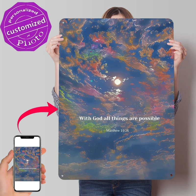 With God All Things Are Possible Tin Poster Customized Wall Art Retro Vintage Metal Signs for Fans Room Bathroom Decor Man Cave