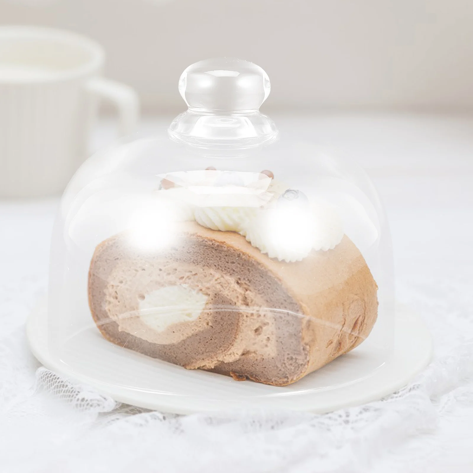 1 قطعة غطاء كعكة زجاجي قوي حامي طعام شفاف للاستخدام المنزلي مثالية للكعك والكب كيك وجبات خفيفة سهلة التعامل مع هدية رائعة