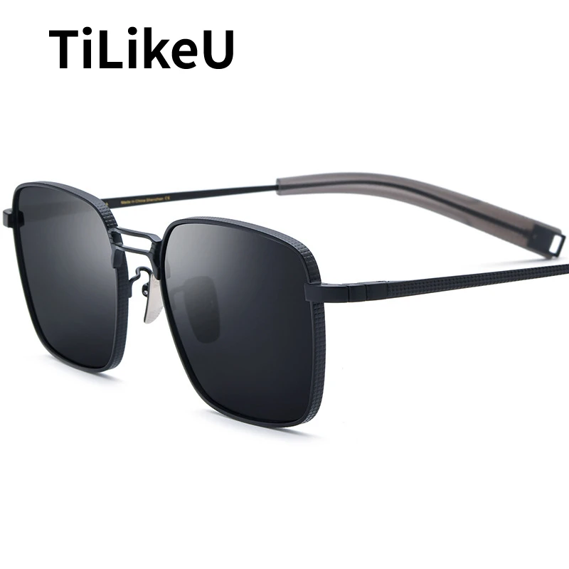 

Classic Pure Titanium Frame Polarized Square Retro Sunglasses UV400 Men's Outdoor Driving Fishing Personalized Sun Glasses