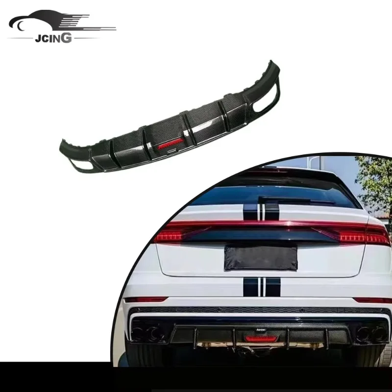 

Диффузор заднего бампера из углеродного волокна со светодиодом для Audi Q8 Sport SQ8 2022