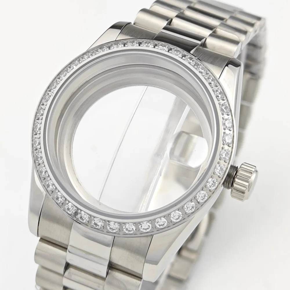 

36Mm case, diamond-encrusted log, Sapphire mirror modification nh35/nh36/nh38 mechanical watch accessories