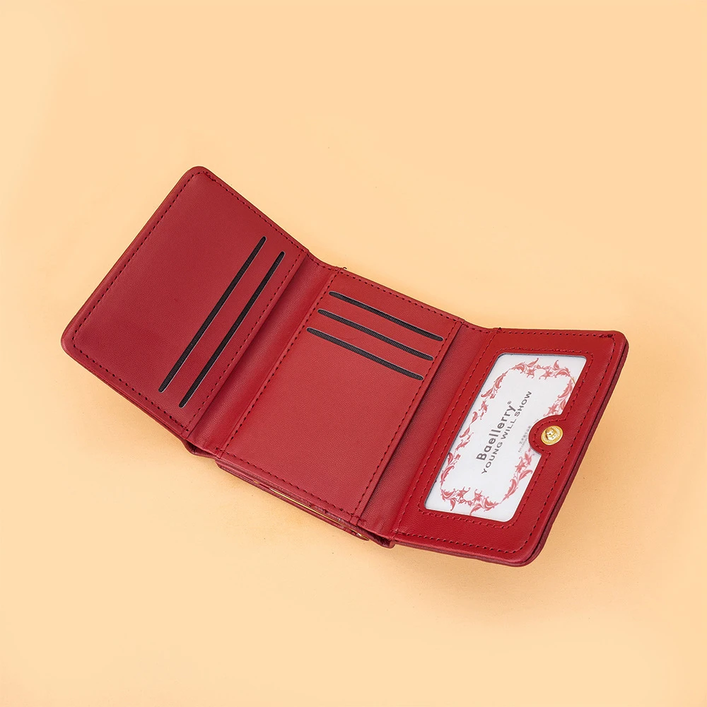 Baellerry-محفظة جلدية للنساء ، حاملات بطاقات ، غلق بمشبك على شكل قلب ، محفظة عملات معدنية ، أنثى ، قصيرة ، مشبك نقود ، صغير ، أبيض #6