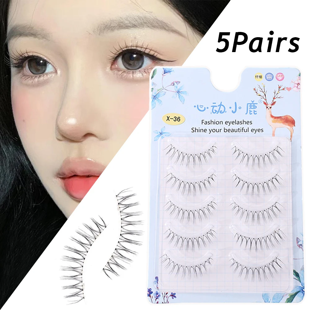 U-vormige 5 paar valse wimpers Korea Vison transparante stengels wimperverlenging? ?? Girl Group Oogmake-up Komische nepwimpers