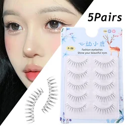 U-shaped 5 Pairs False Eyelashes Korea Vison Transparent Stems Lash Extension ??? Girl Group Eye Makeup Comic Fake Lashes