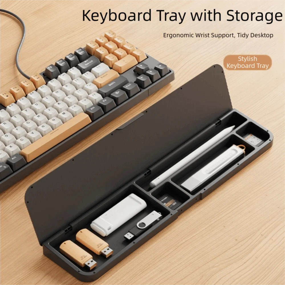 Anti-Slip Base Keyboard Wrist Rest Partitioned Storage box Keyboard Hand Rest Pad Ergonomic Space Saving Desk Wrist Support