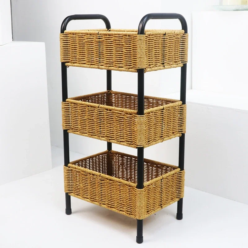 

Nordic Hand-woven Storage Basket Multi-layer Kitchen Baskets Large Capacity Toy Organizer Multifunction Storage Crate Organizers