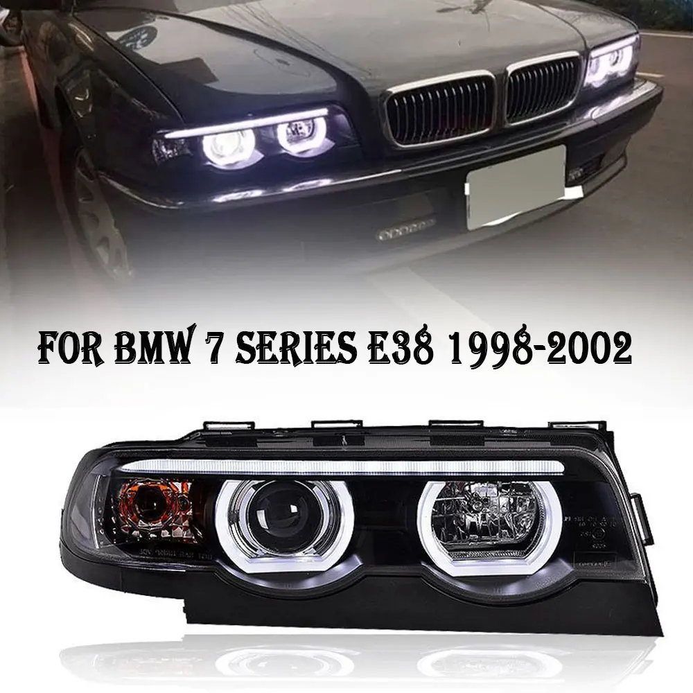 Car styling For BMW E38 LED Headlight 1998-2002 Headlights 740i 730i 735i DRL Turn Signal High Beam Angel Eye Projector