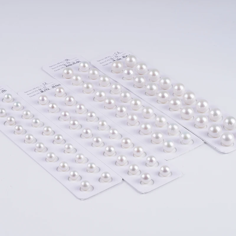 9-10mm/10-11mm/12-13mm/13-14mm  White Round Freshwater Pearls Cultured Pearl in Pair for Jewelry Making