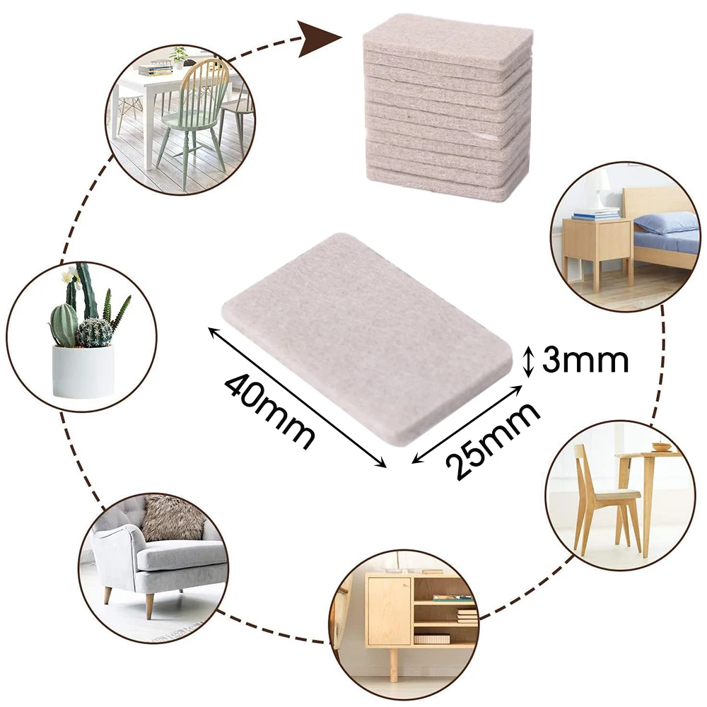 Felt Chair Leg Pads Round DIY Rectangle Floor Protector Self Adhesive Home Furniture Table Mute Bumper Pad Anti Slip Scratch Mat