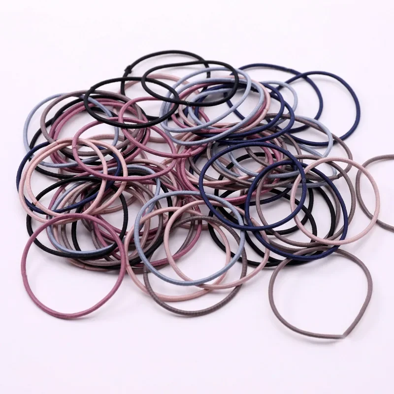 30/50/100pcs Hair Tie Girls with Black High Elastic Rubber Band for Women Men Thin Ponytail Holder Hair Accessories