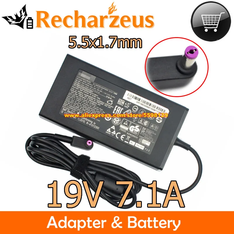 

Slim 19V 7.1A 135W Power Adapter PA-1131-16 KP.13503.007 Charger For Acer Aspire F15 V5-591 V5-591G Nitro 5 Spin NP515-51 N20C1