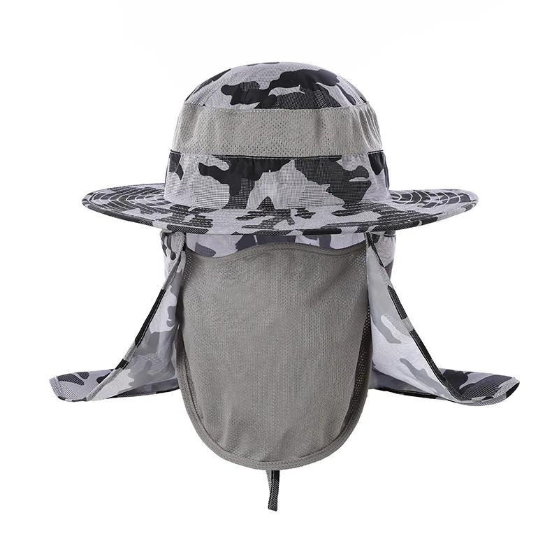 

Outdoor Sun Hat for Men Women with 50+ UPF Protection Safari Cap Wide Brim Fishing Hat with Neck Flap and Face Mask Hiking Sport