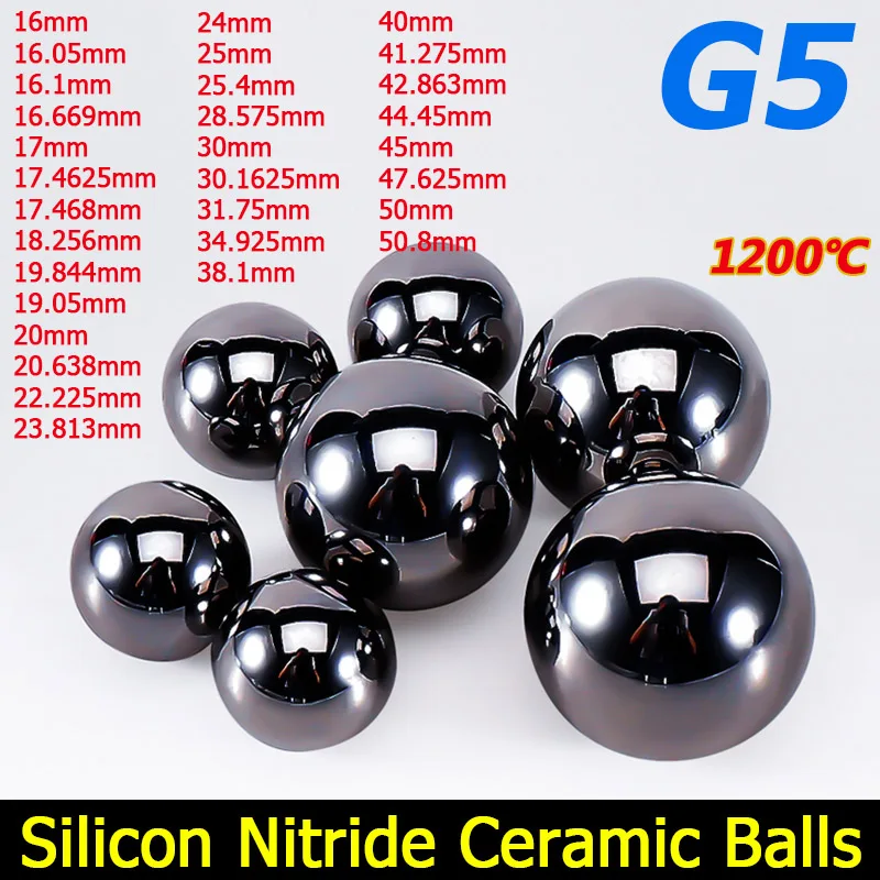 

1pcs 16-50.8mm Silicon Nitride Si3N4 Ceramic Bearing Balls G5 Diameter 16.05/16.669/17/18.256/19.844/20.638/22.225/24/31.75~50mm