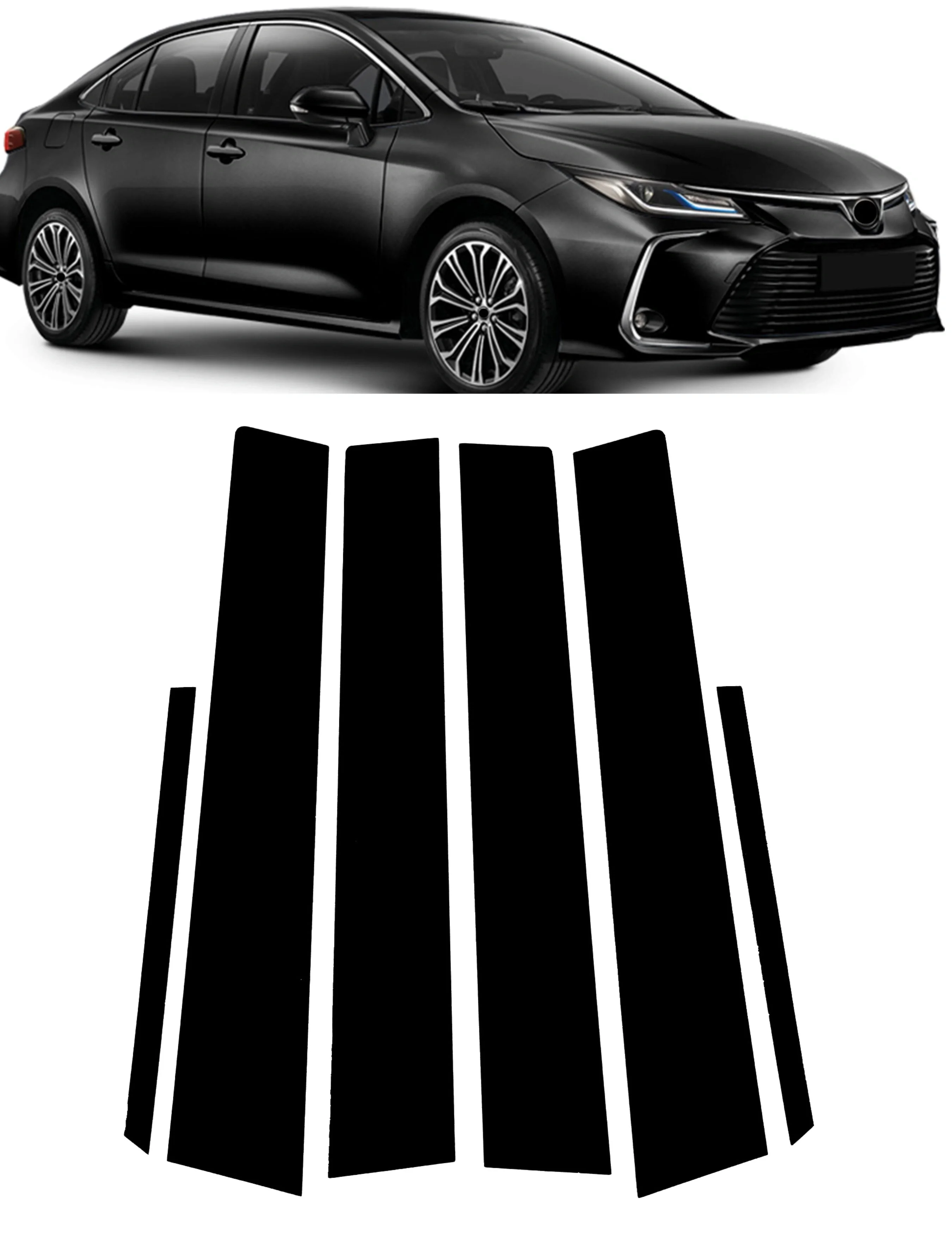 6Pcs Glossy Black Pillar Posts Cover Fit for Toyota Corolla 2007 2008 2009 2010 2011 2012 Window Car Door Trim BC Column Sticker